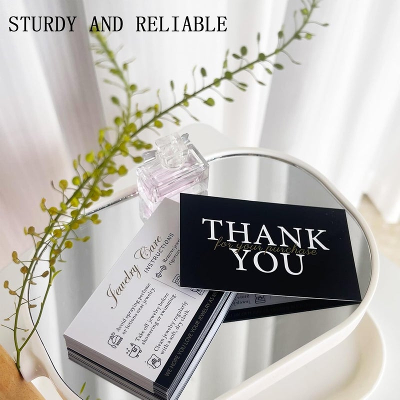 UGBFHT 200 Pack Jewelry Care Instructions Cards Jewelry Guide Card 3.5 x 2.1 Inch Jewelry Cleaning Care Cards White with Black Design Business Card for Jewelry Customer Directions Business Supplies Packing - Image 2